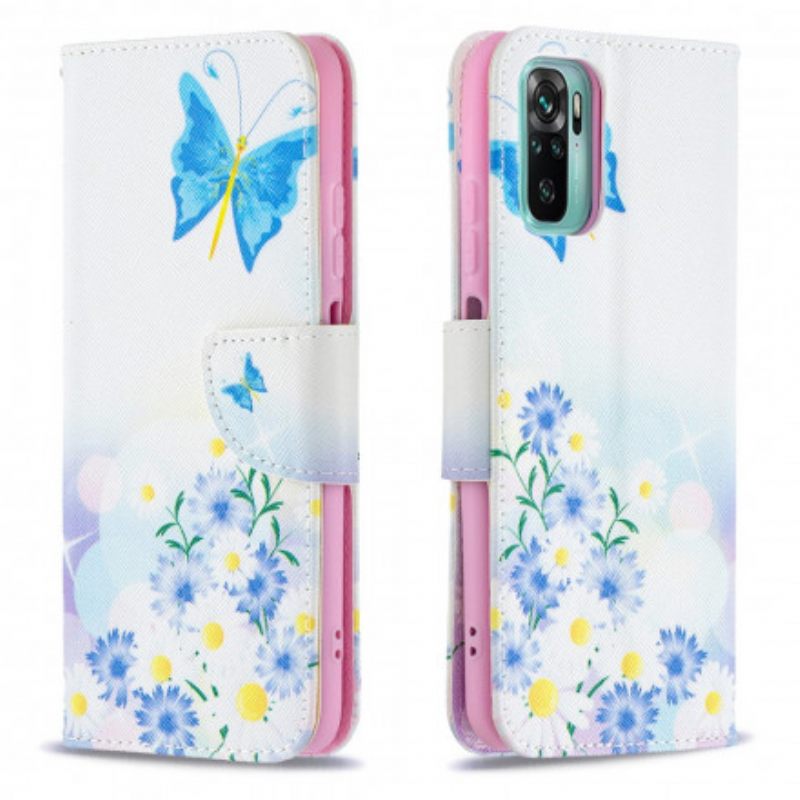 Kotelot Xiaomi Redmi Note 10 / 10S Maalatut Perhoset Ja Kukat