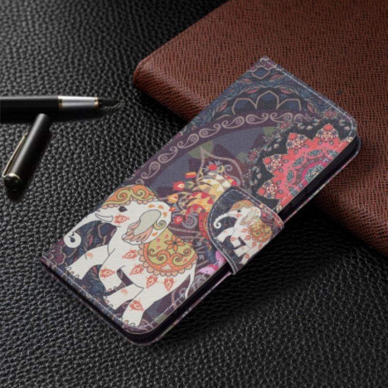 Nahkakotelo Xiaomi Redmi Note 10 / 10S Intian Norsut