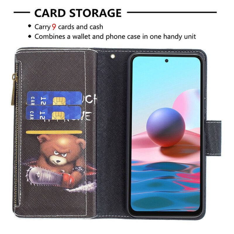 Nahkakotelo Xiaomi Redmi Note 10 / 10S Vetoketjullinen Pussikarhu