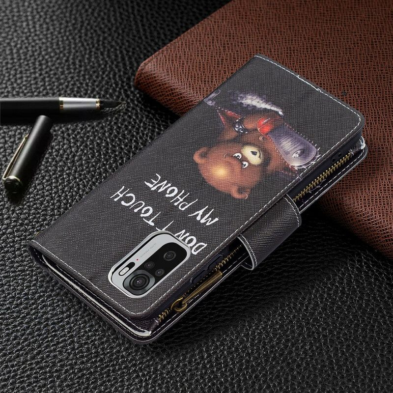 Nahkakotelo Xiaomi Redmi Note 10 / 10S Vetoketjullinen Pussikarhu