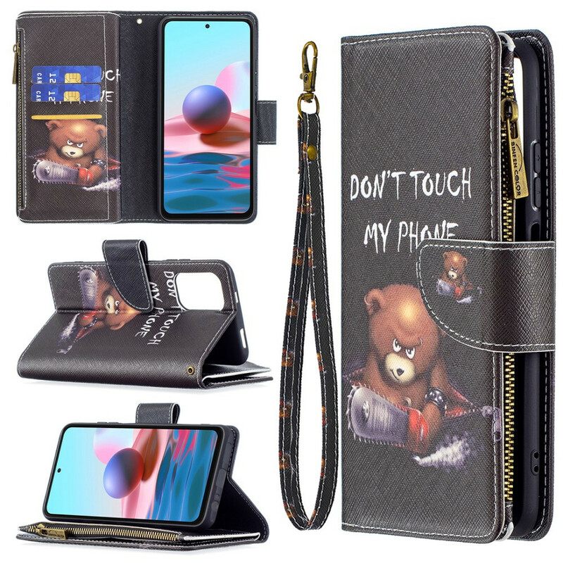 Nahkakotelo Xiaomi Redmi Note 10 / 10S Vetoketjullinen Pussikarhu