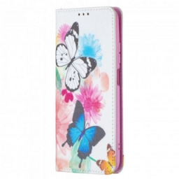 Puhelinkuoret Xiaomi Redmi Note 10 / 10S Kotelot Flip Värikkäät Perhoset