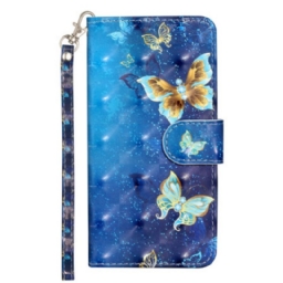 Kotelot Samsung Galaxy S25 Fe Siniset Ja Kultaiset Perhoset Ja Nauha