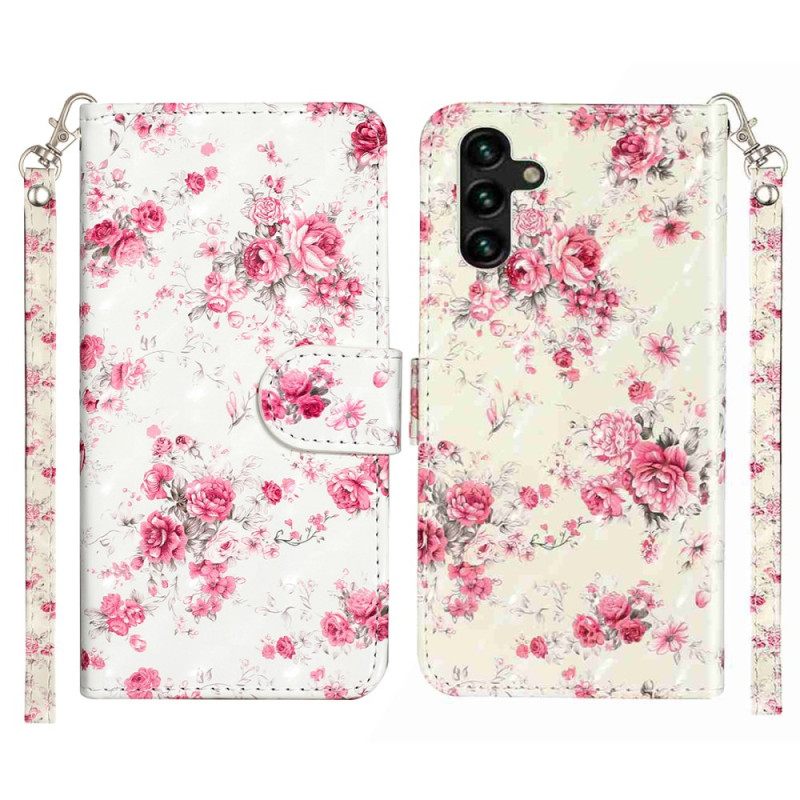 Nahkakotelo Samsung Galaxy S25 Fe Ruusut Ja Nauha