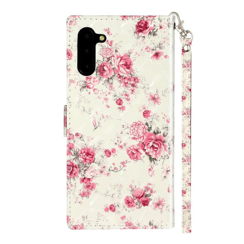 Nahkakotelo Samsung Galaxy Note 10 Suojaketju Kuori Strap Light Spot Flowers
