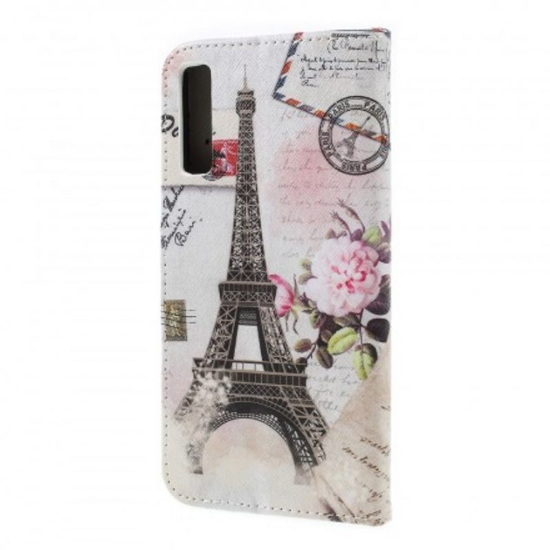 Nahkakotelo Samsung Galaxy A7 Retro Eiffel-torni
