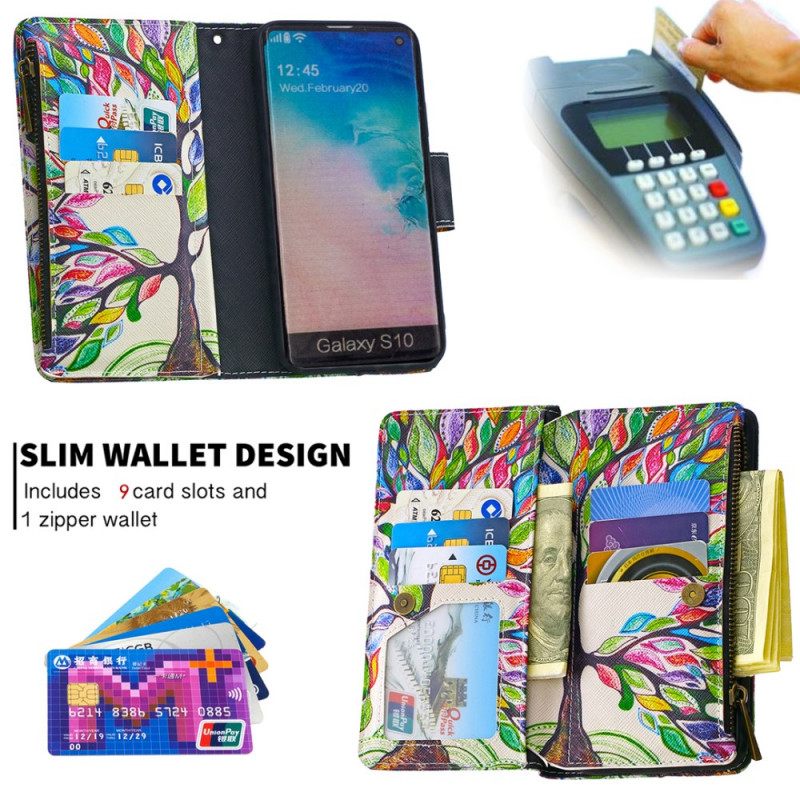 Kotelot Samsung Galaxy S10 Vetoketjullinen Puutasku