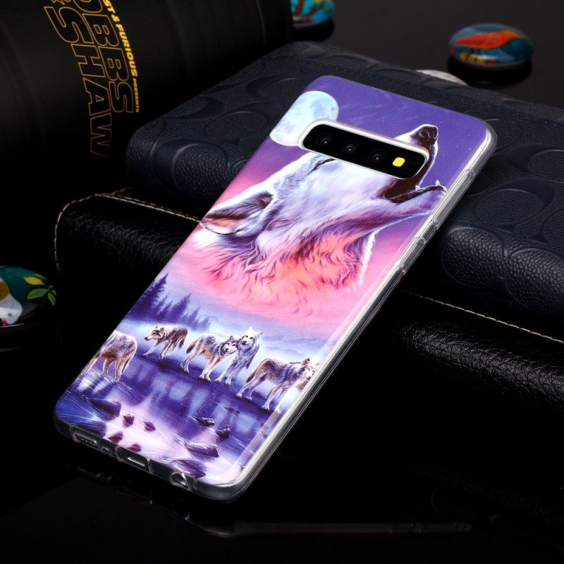Kuori Samsung Galaxy S10 Fluorescent Wolf Pack