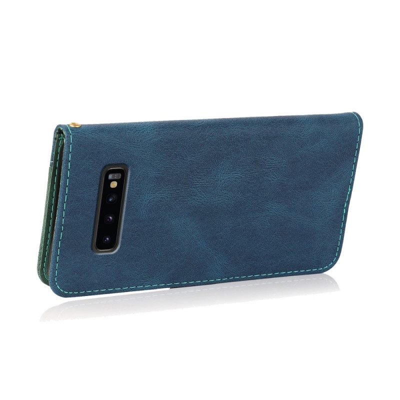 Nahkakotelo Samsung Galaxy S10 Keinonahkainen Kaksivärinen Kolmio
