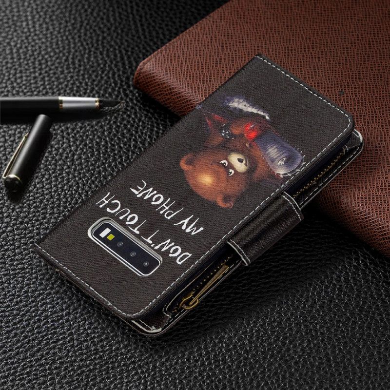 Nahkakotelo Samsung Galaxy S10 Vetoketjullinen Pussikarhu