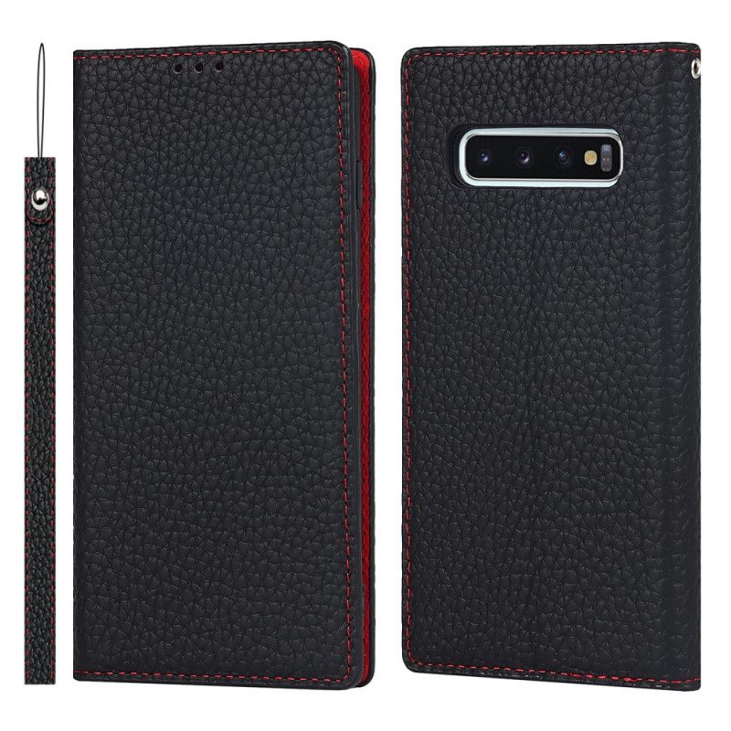 Puhelinkuoret Samsung Galaxy S10 Suojaketju Kuori Kotelot Flip Aito Litchin Nahkahihna