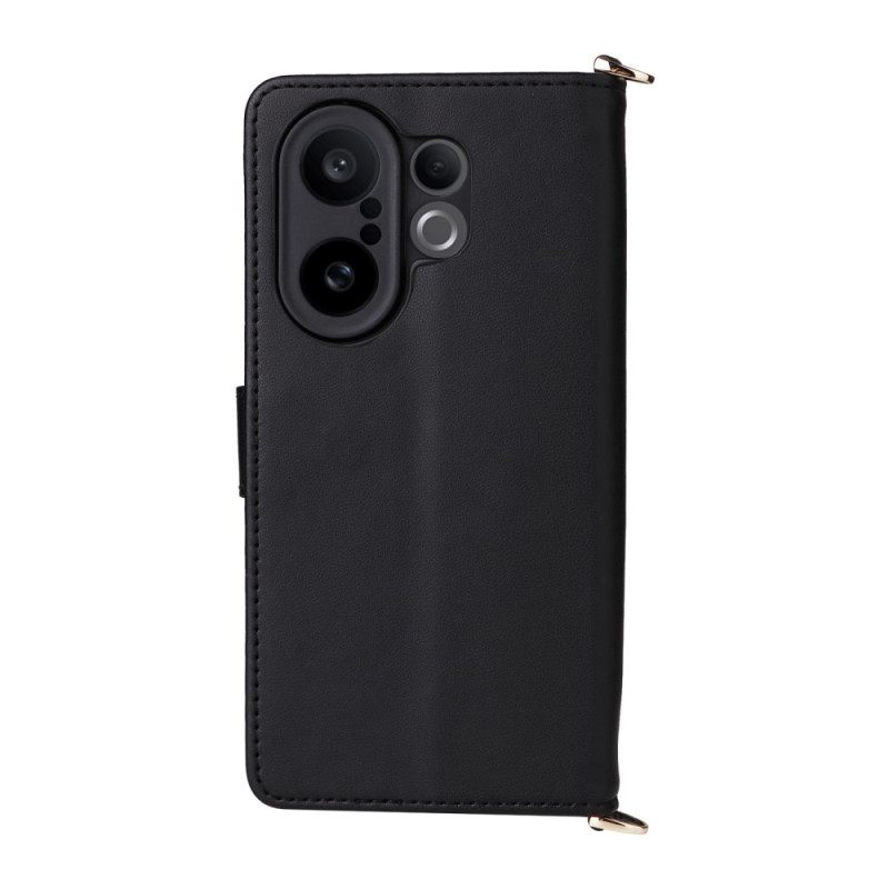 Nahkakotelo Vivo X200 Fe Tikattu Hihna Ja Olkahihna