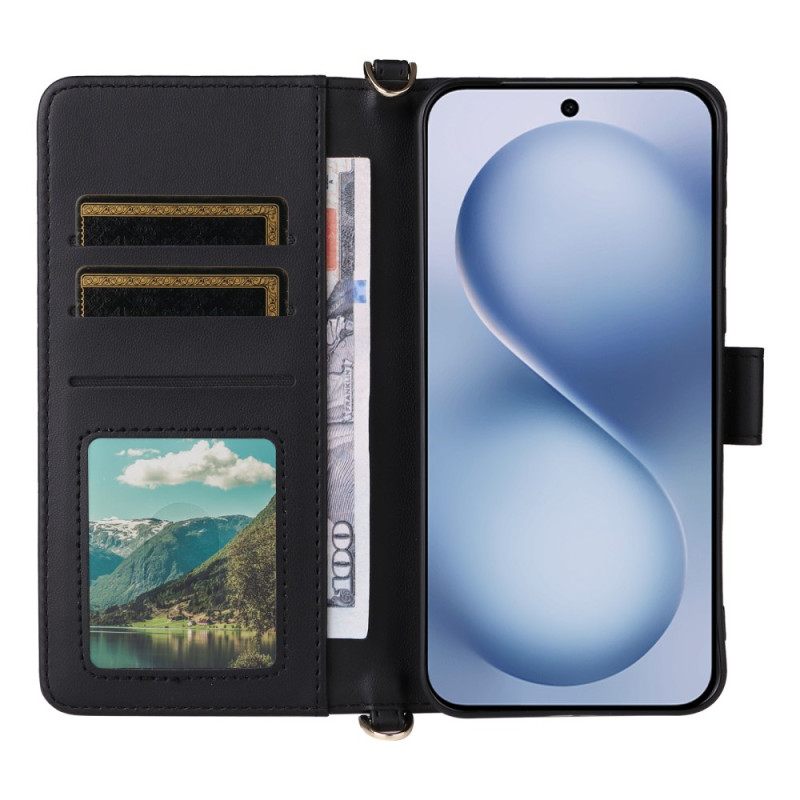 Nahkakotelo Vivo X200 Fe Tikattu Hihna Ja Olkahihna