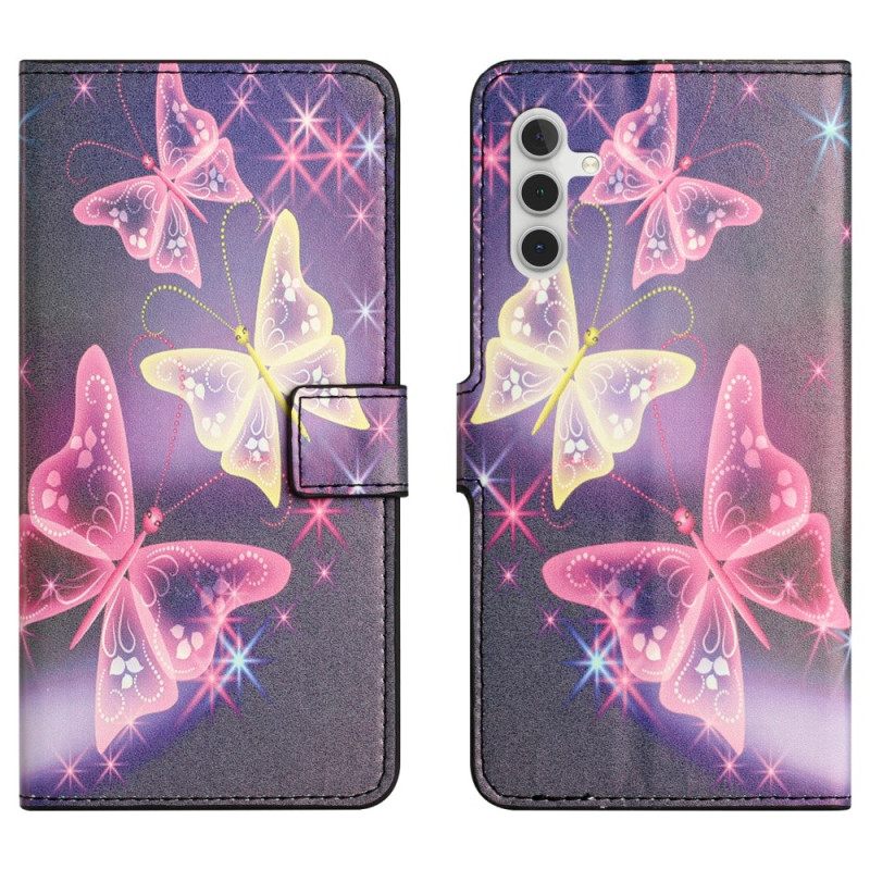 Nahkakotelo Samsung Galaxy A15 5g Kimaltelevia Perhosia