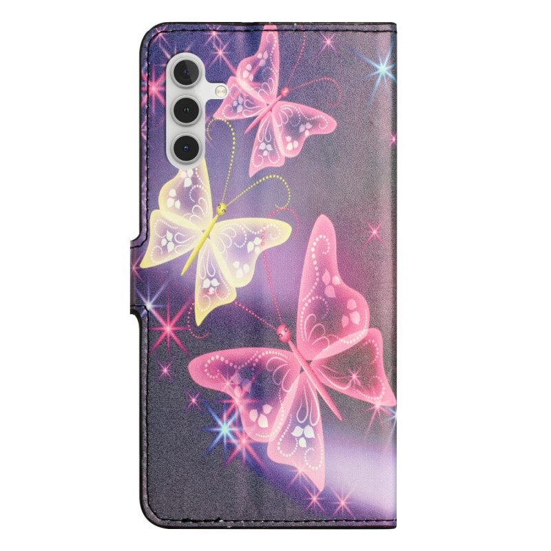 Nahkakotelo Samsung Galaxy A15 5g Kimaltelevia Perhosia