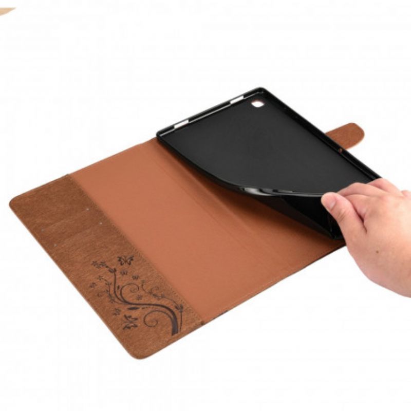 Nahkakotelo Samsung Galaxy Tab A7 Kukkaperhoset