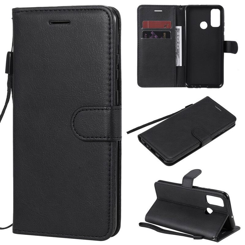 Flip Case Huawei P Smart 2020 Suojaketju Kuori Nahkainen Efektihihna
