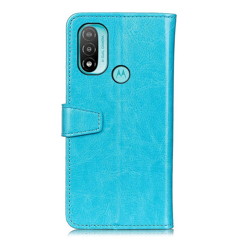 Nahkakotelo Moto E40 / E30 / E20 Yksinkertainen Kiiltävä Nahkaefekti