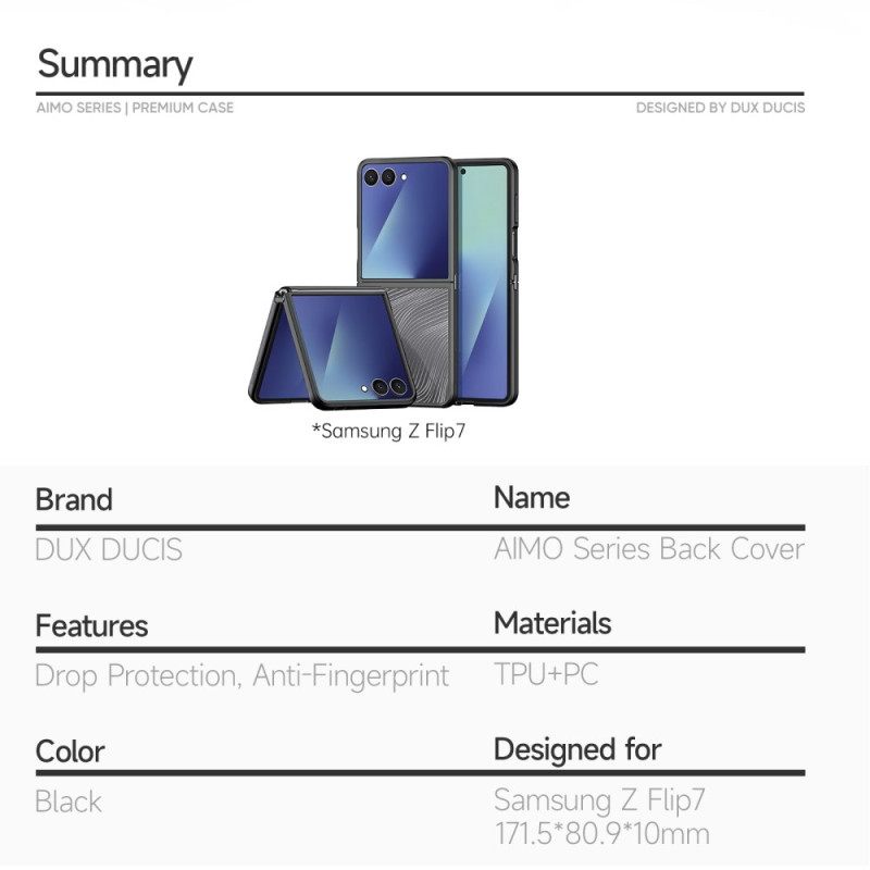 Case Samsung Galaxy Z Flip 7 Puhelinkuoret Aimo-sarja Dux Ducis