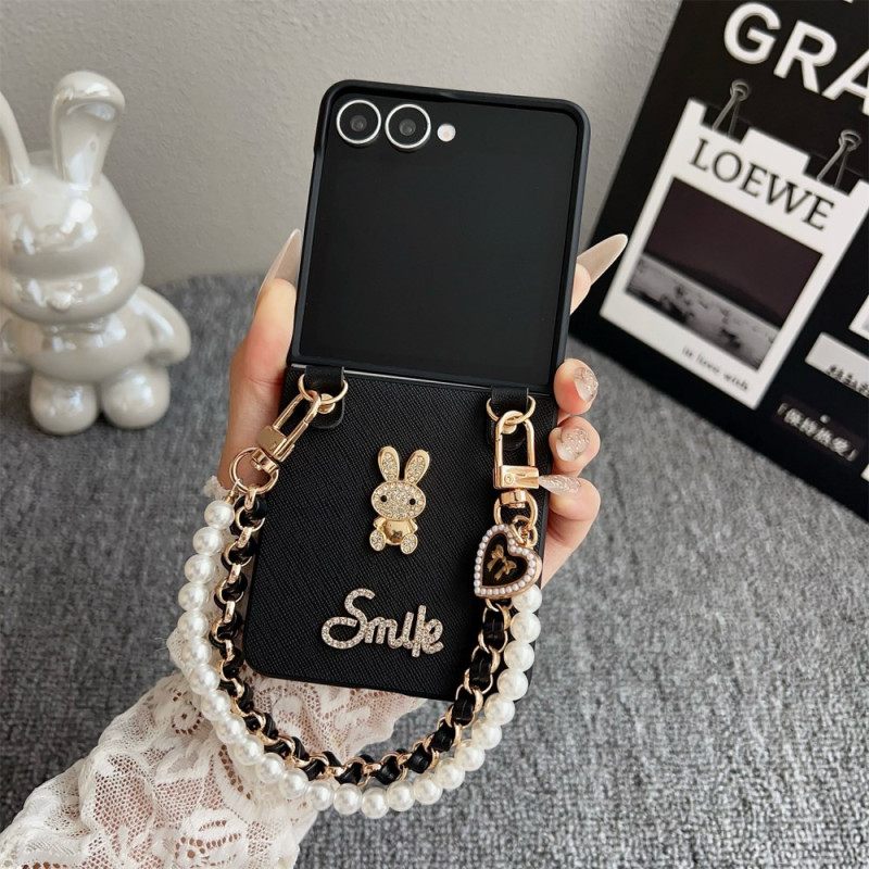 Case Samsung Galaxy Z Flip 7 Puhelinkuoret Hymiöpupu Rannekkeella