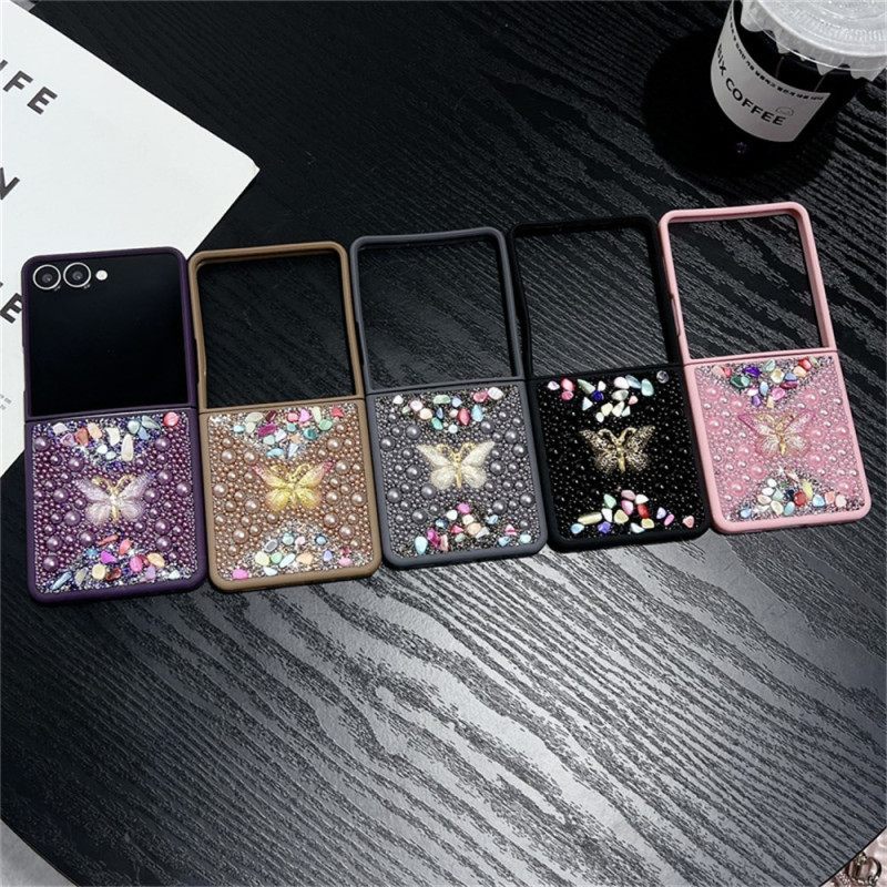 Case Samsung Galaxy Z Flip 7 Puhelinkuoret Strassilla Koristeltu Perhoskoriste