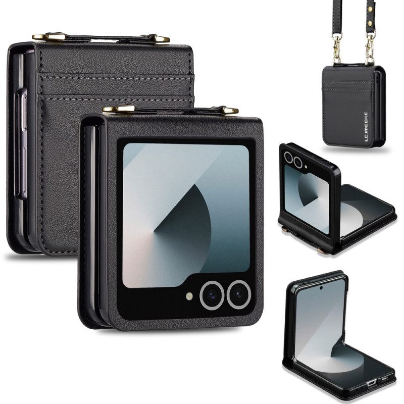 Kotelot Samsung Galaxy Z Flip 7 Nahkatyylinen Korttikotelo Ja Olkahihna