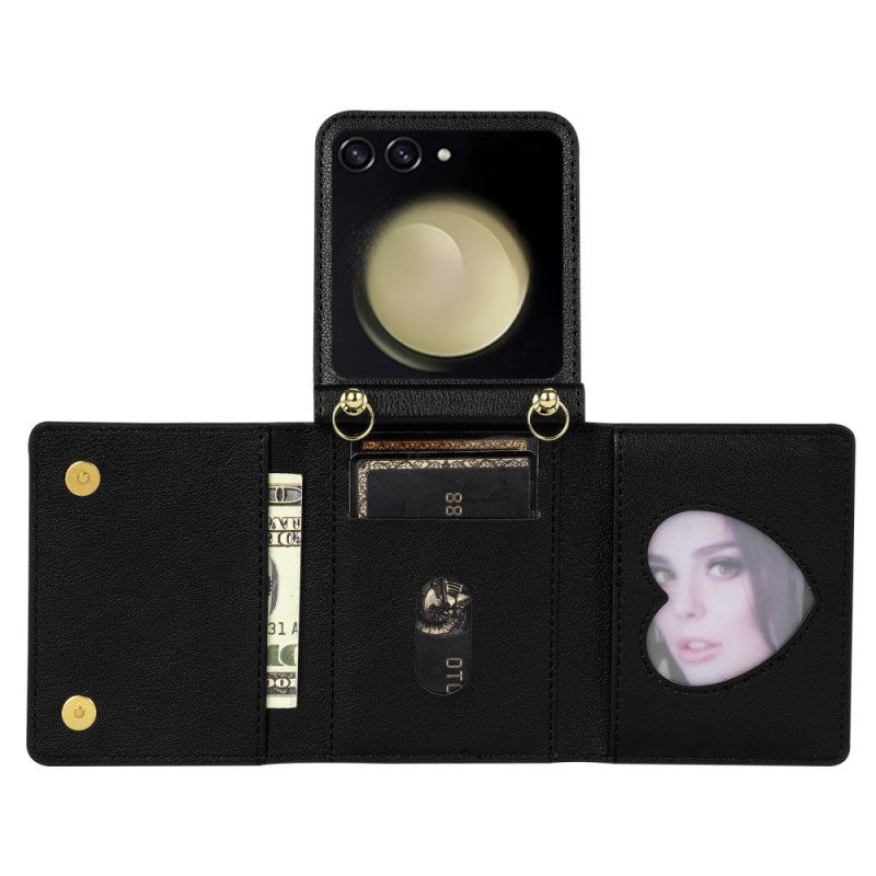 Kotelot Samsung Galaxy Z Flip 7 Rfid-lompakko Ja Olkahihna Suojakuori