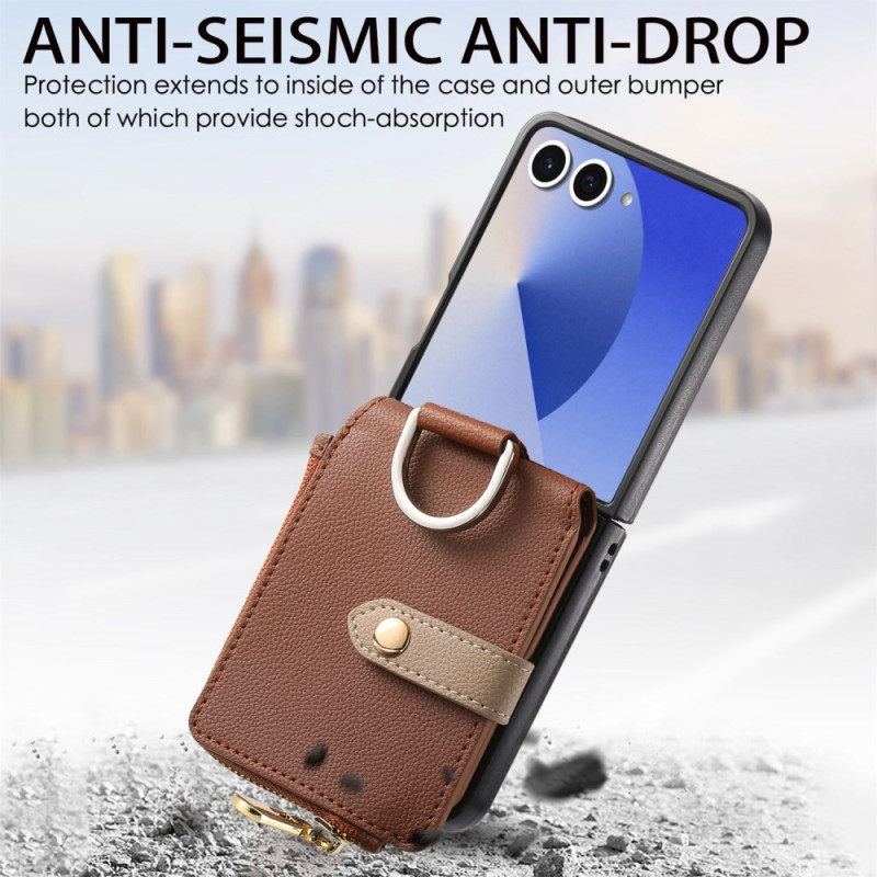 Kuori Samsung Galaxy Z Flip 7 Kolikkokukkaro Ja Sormuspidike