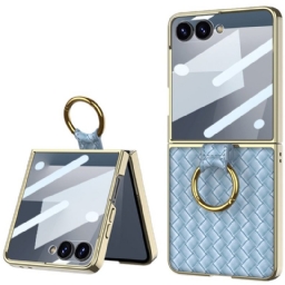 Kuori Samsung Galaxy Z Flip 7 Kudottu Kuviointi Sormuspidikkeellä