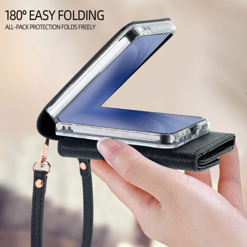 Kuori Samsung Galaxy Z Flip 7 Lompakko Ja Hihna Suojakuori