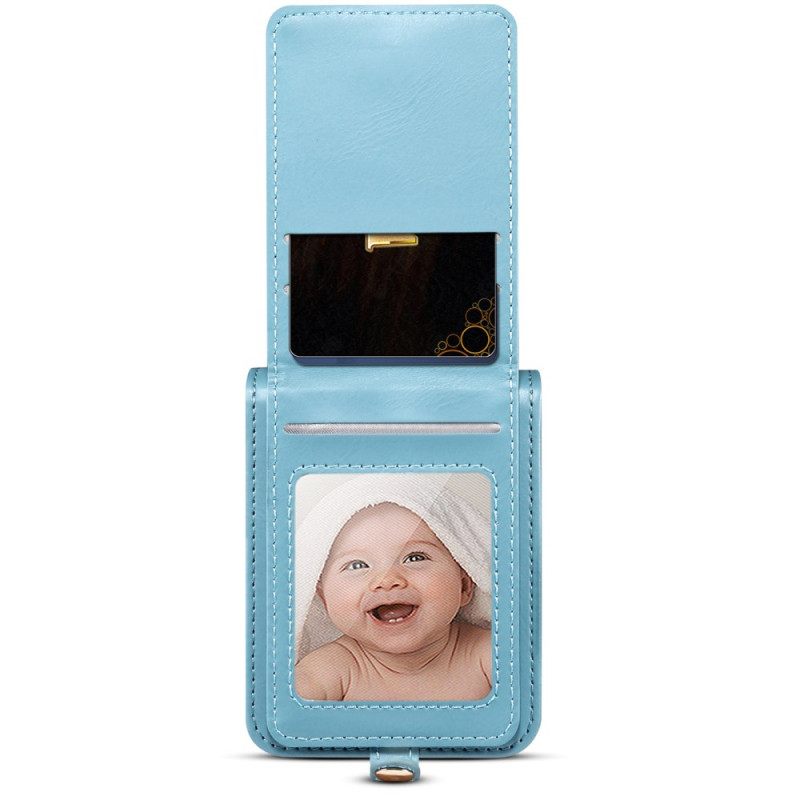 Kuori Samsung Galaxy Z Flip 7 Marmorinen Korttiteline Ja Olkahihna Suojakuori