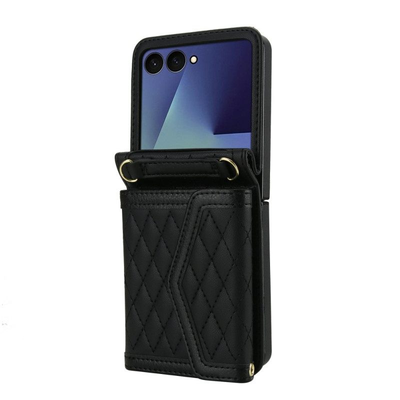 Kuori Samsung Galaxy Z Flip 7 Pehmustettu Korttikotelo Ja Olkahihna