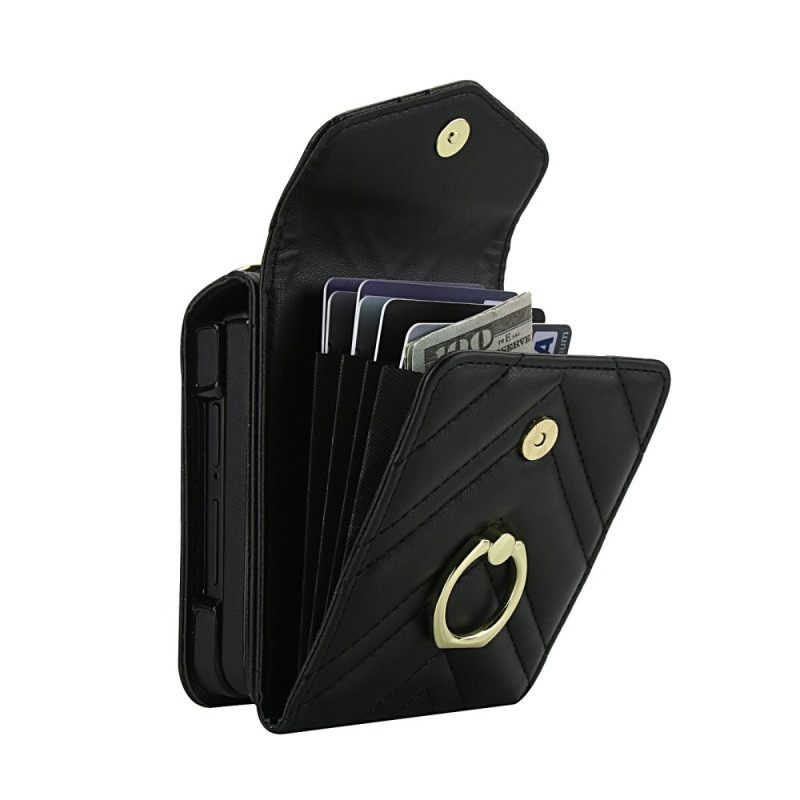 Kuori Samsung Galaxy Z Flip 7 Rfid-suojattu Korttikotelo Ja Hihna