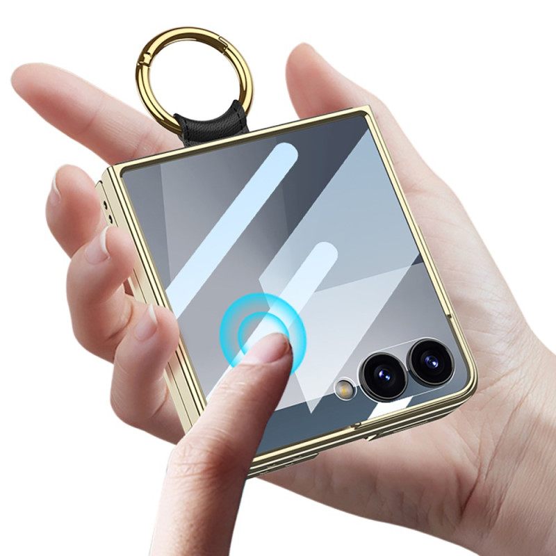 Kuori Samsung Galaxy Z Flip 7 Tikattu Muotoilu Sormuspidikkeellä