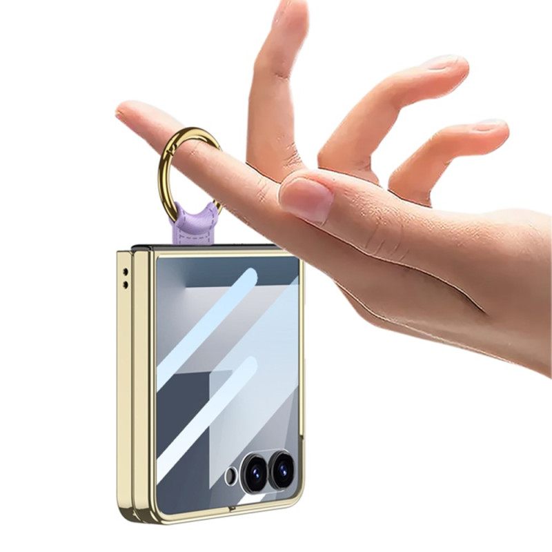 Kuori Samsung Galaxy Z Flip 7 Tikattu Muotoilu Sormuspidikkeellä