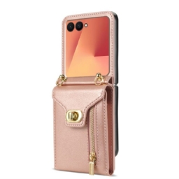 Kuori Samsung Galaxy Z Flip 7 Vetoketjullinen Lompakko Ja Olkahihna Suojakuori