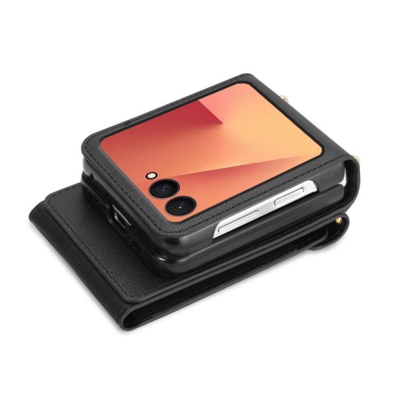 Kuori Samsung Galaxy Z Flip 7 Vetoketjullinen Lompakko Ja Olkahihna Suojakuori