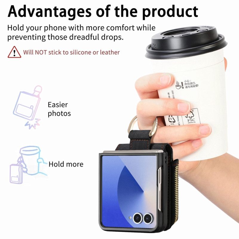 Kuori Samsung Galaxy Z Flip 7 Vetoketjullinen Tasku Ja Korttipidike