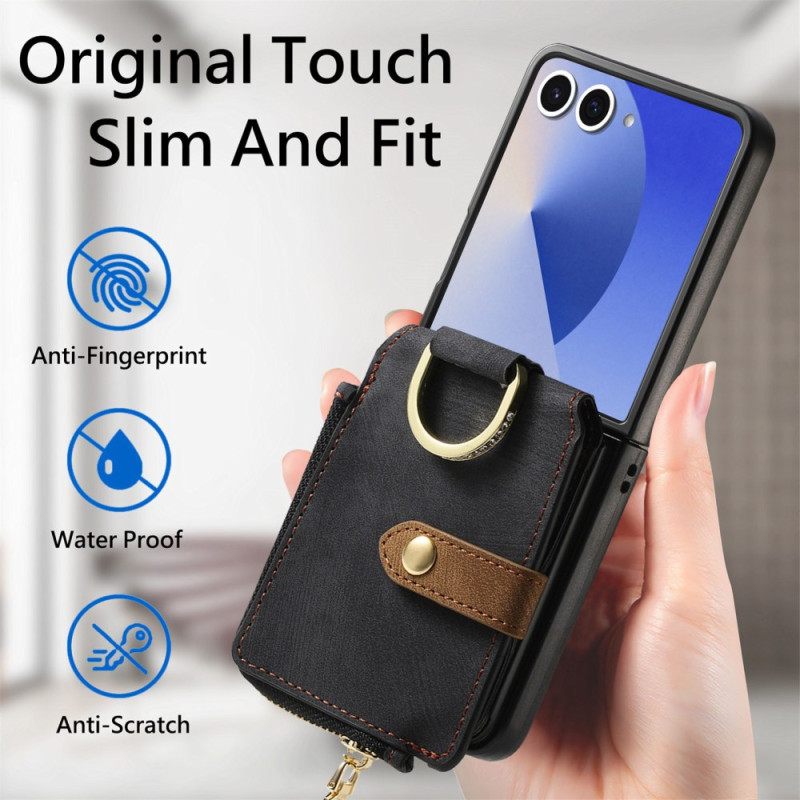 Kuori Samsung Galaxy Z Flip 7 Vetoketjullinen Tasku Ja Korttipidike