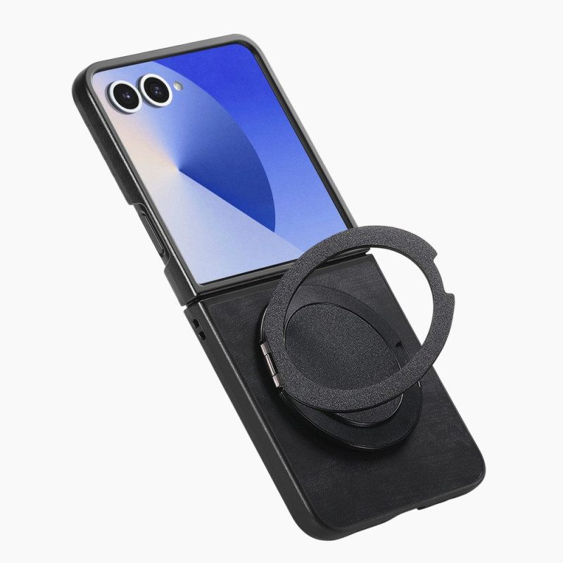 Puhelinkuoret Samsung Galaxy Z Flip 7 Nahkaefekti Pyörivällä Jalustalla