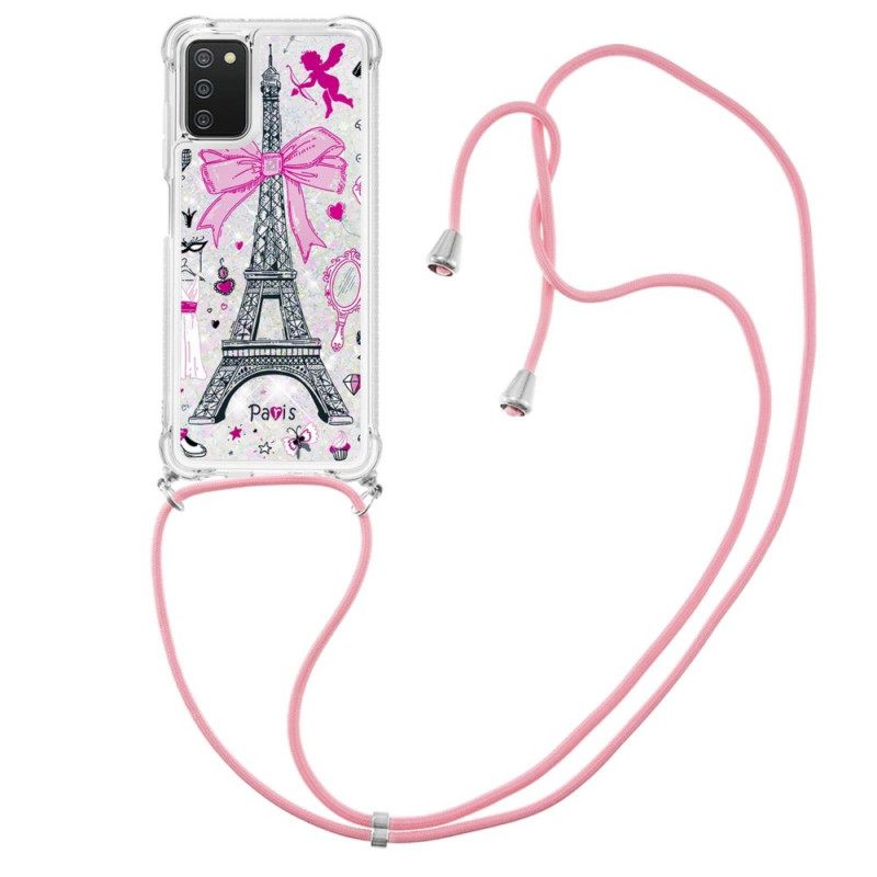 Kuori Samsung Galaxy A03s Kiristysnyörillä Cordon Eiffel Towerissa