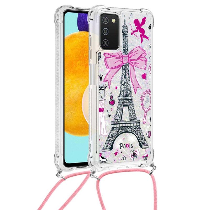 Kuori Samsung Galaxy A03s Kiristysnyörillä Cordon Eiffel Towerissa