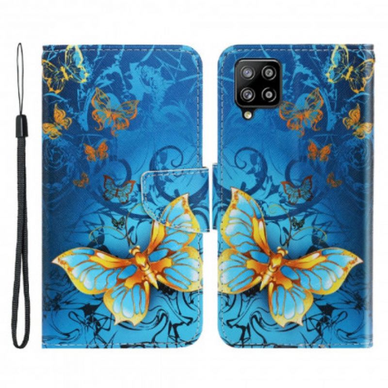Kotelot Samsung Galaxy A22 4G Suojaketju Kuori Butterfly Strap Muunnelmia