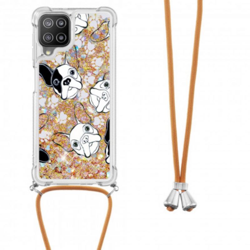 Kuori Samsung Galaxy A22 4G Kiristysnyörillä Sequin Drawstring Dogs