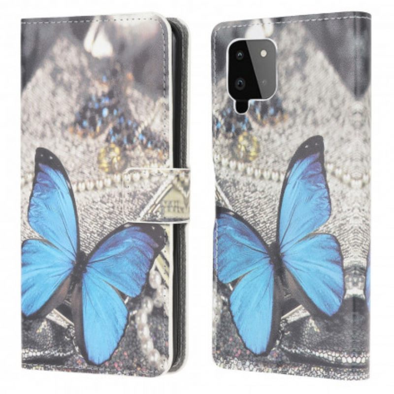 Nahkakotelo Samsung Galaxy A22 4G Butterfly Prestige Blue
