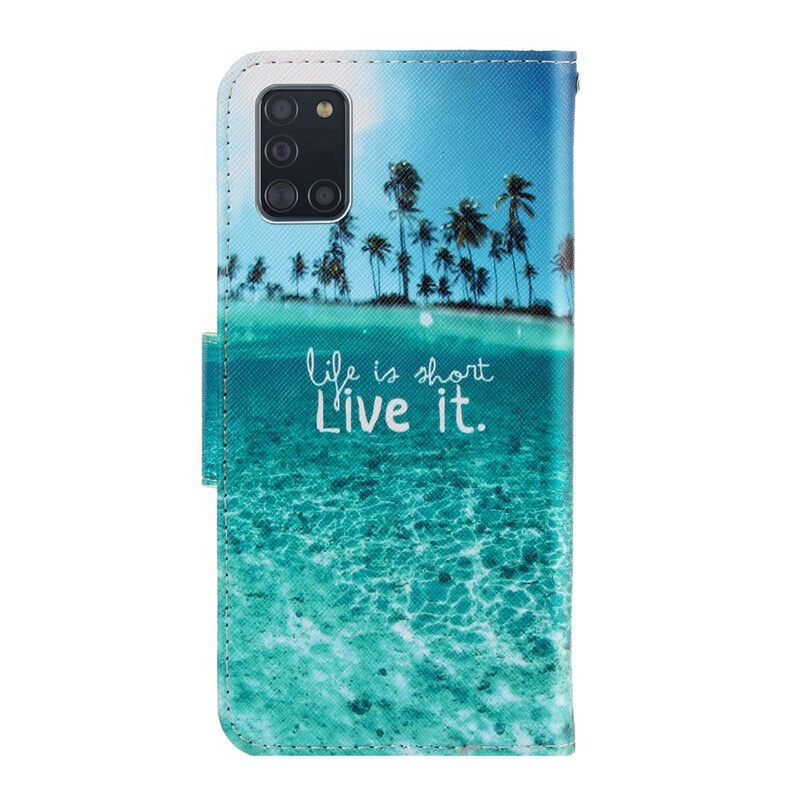 Flip Case Samsung Galaxy A31 Suojaketju Kuori Live It Lanyardissa
