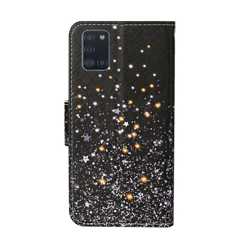Kotelot Samsung Galaxy A31 Stars And Sequins With Lanyard