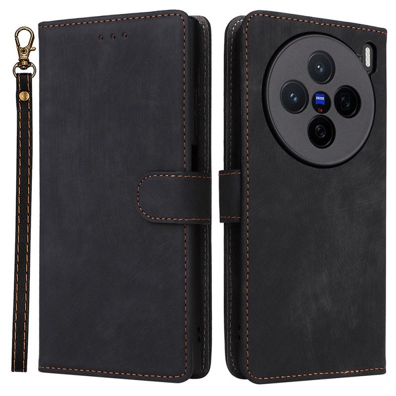 Kotelot Vivo X200 Puhelinkuoret Mokkanahka Hihnalla