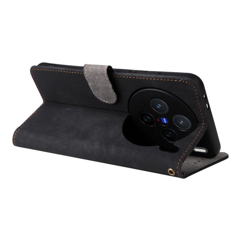 Kotelot Vivo X200 Puhelinkuoret Mokkanahka Hihnalla