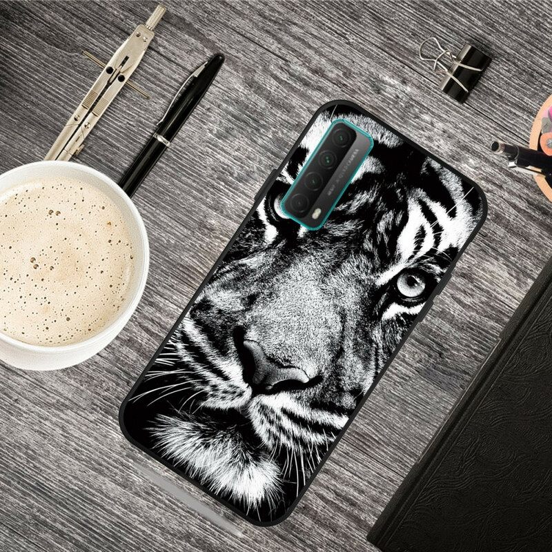 Case Huawei P Smart 2021 Mustavalkoinen Tiikeri
